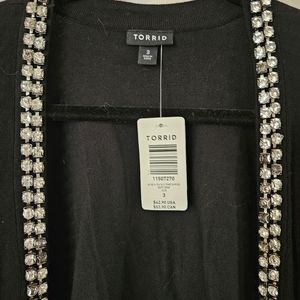 Crop rhinestone sweater